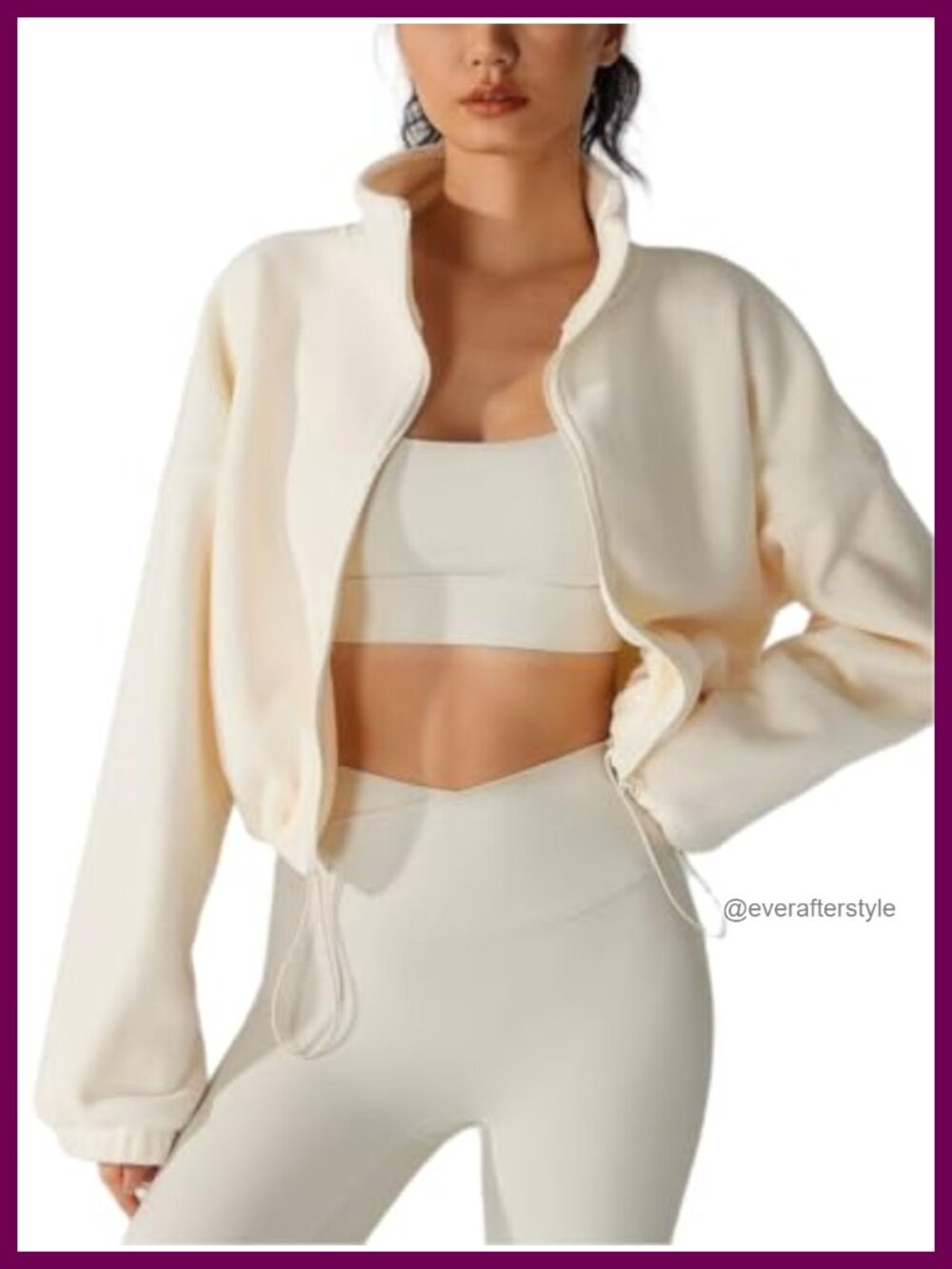 Women's Fleece Crop Jacket Full Zip Sherpa Coat Loose Fit Outdoor